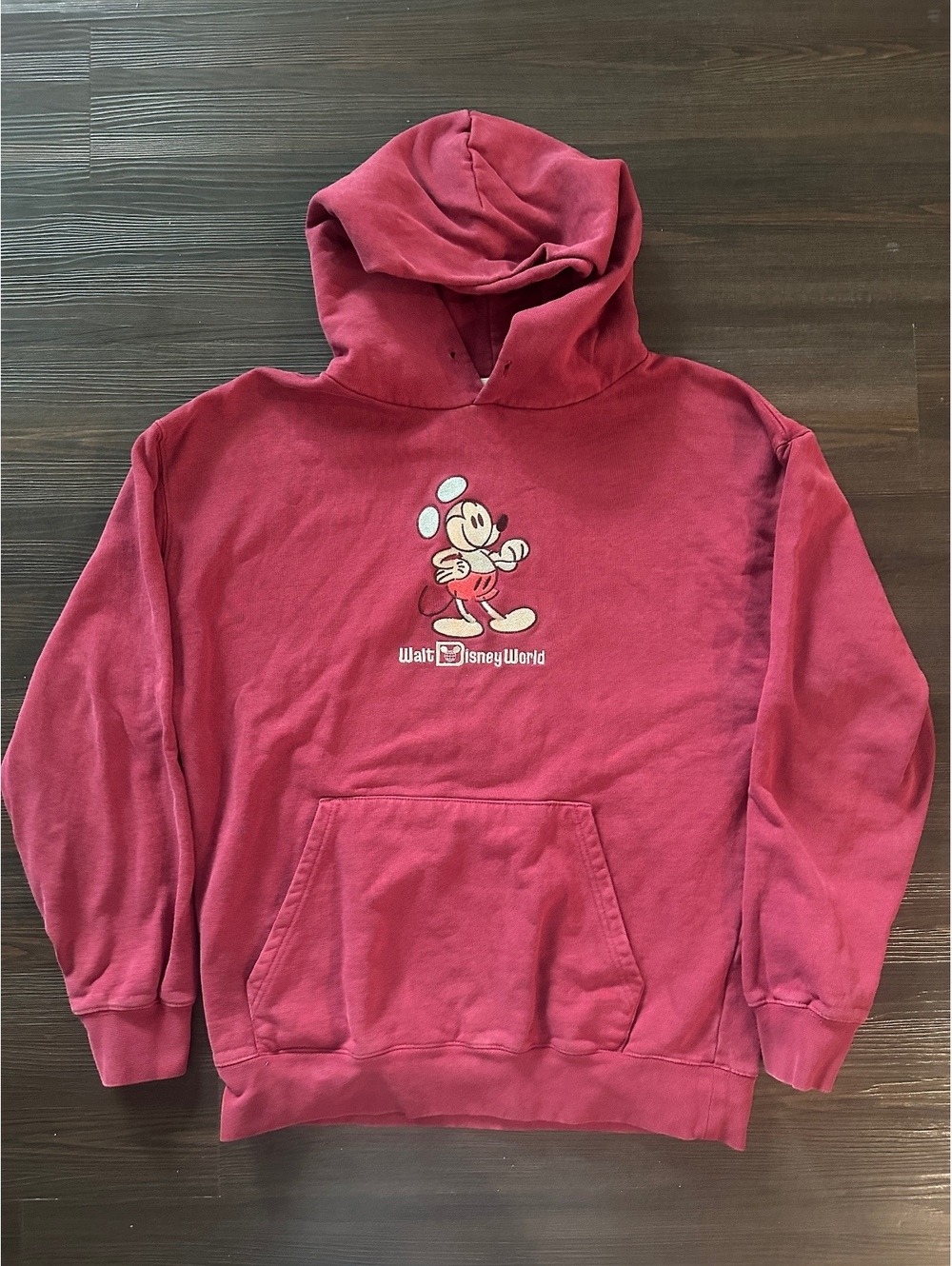 Disney MEDIUM Maroon Red Mickey Mouse Mousewear hoodie Embroidered!